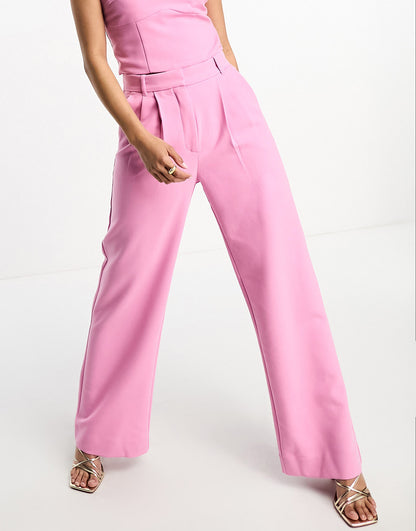 Abercrombie & Fitch co-ord tailored wide leg trousers in pink