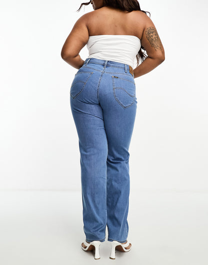 Lee Plus marion straight leg jeans in mid blue denim