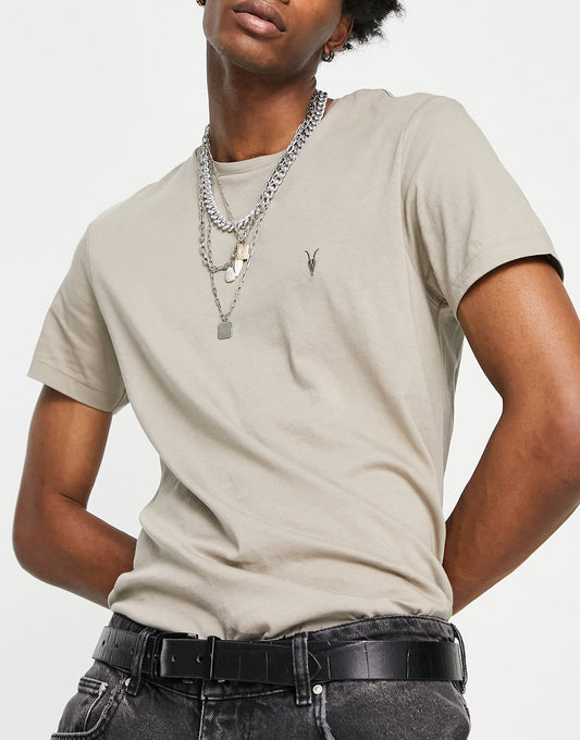 AllSaints Tonic crew t-shirt in sutro grey