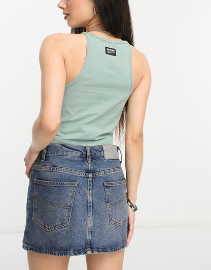 Dr Denim racer shrunken tank top in light blue