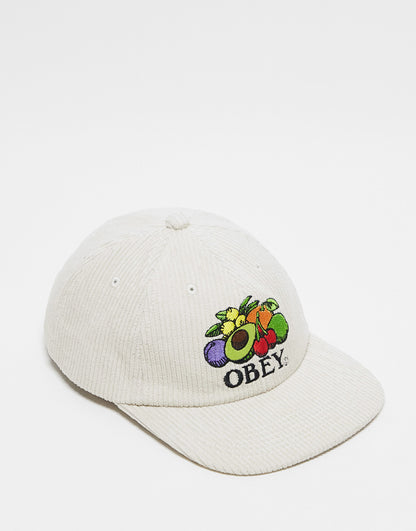 Obey fruits corduroy cap in off white