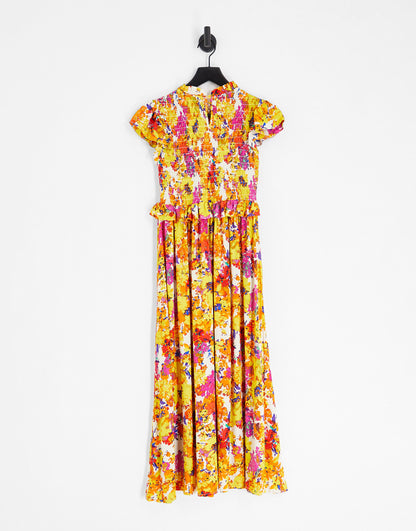 Y.A.S Petite shirred bodice maxi dress in florals