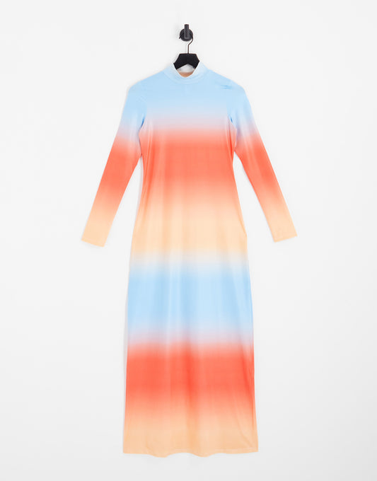 Something New X Klara Hellqvist high neck maxi dress in sunset ombre