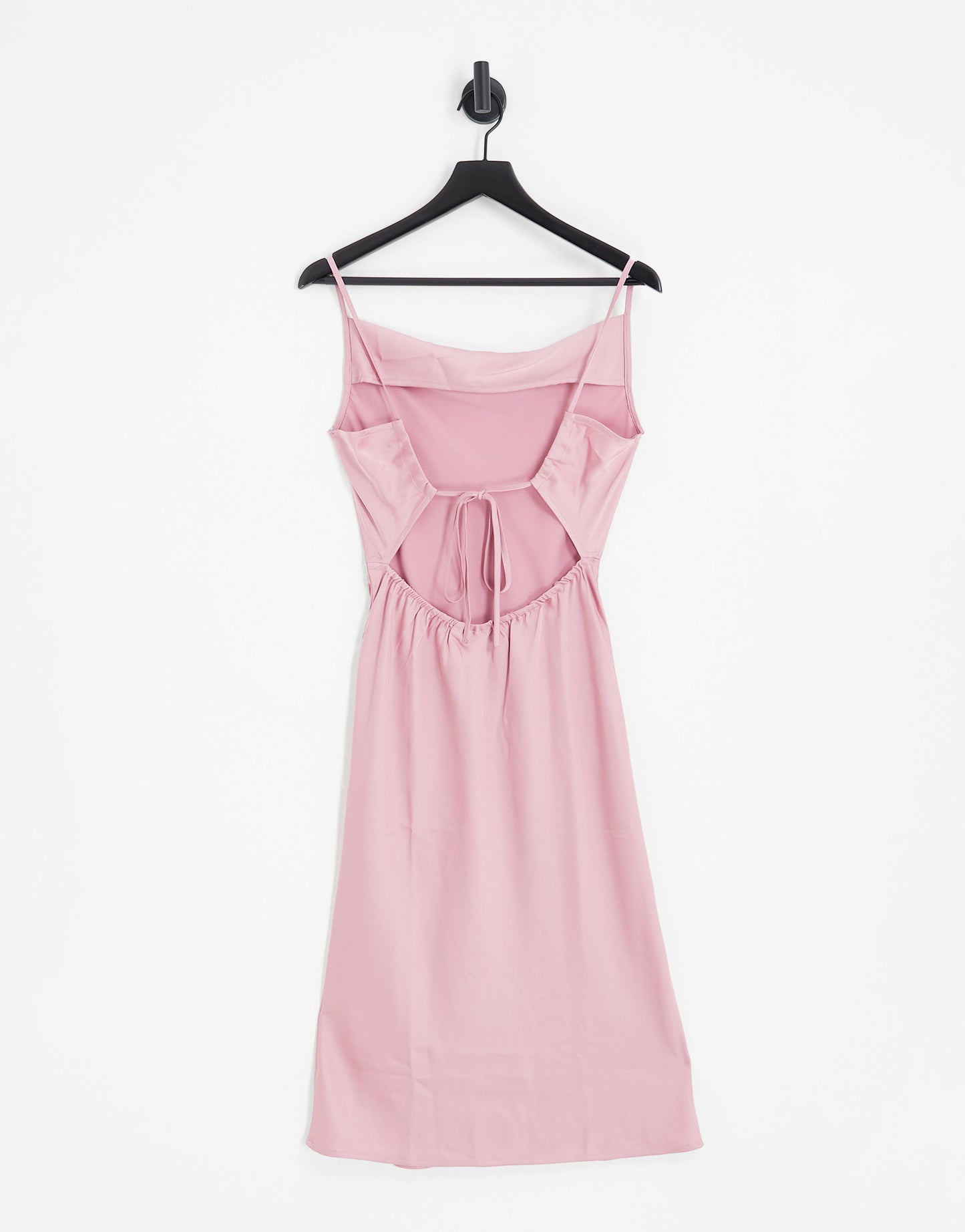 Vila satin cami midi dress with tie back in dusty pink