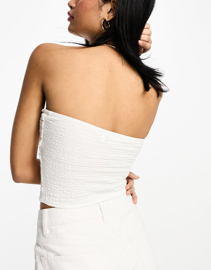 Vila cross front bandeau top in white