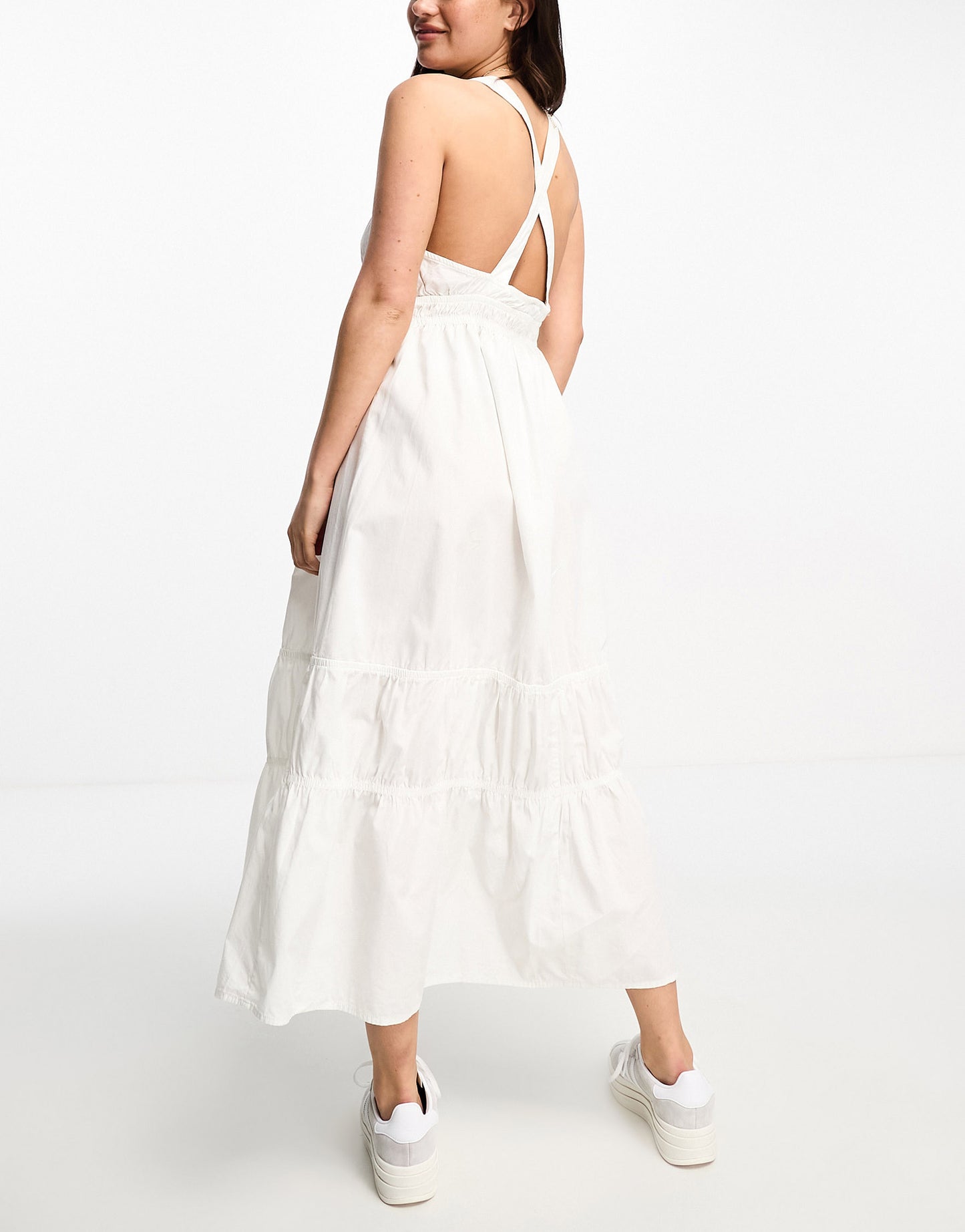 Vero Moda cross back maxi dress in white