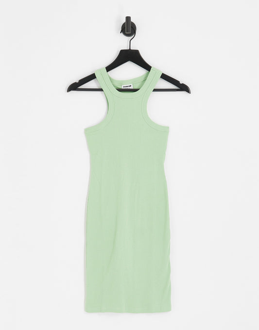 Noisy May Petite racer neck mini dress in green