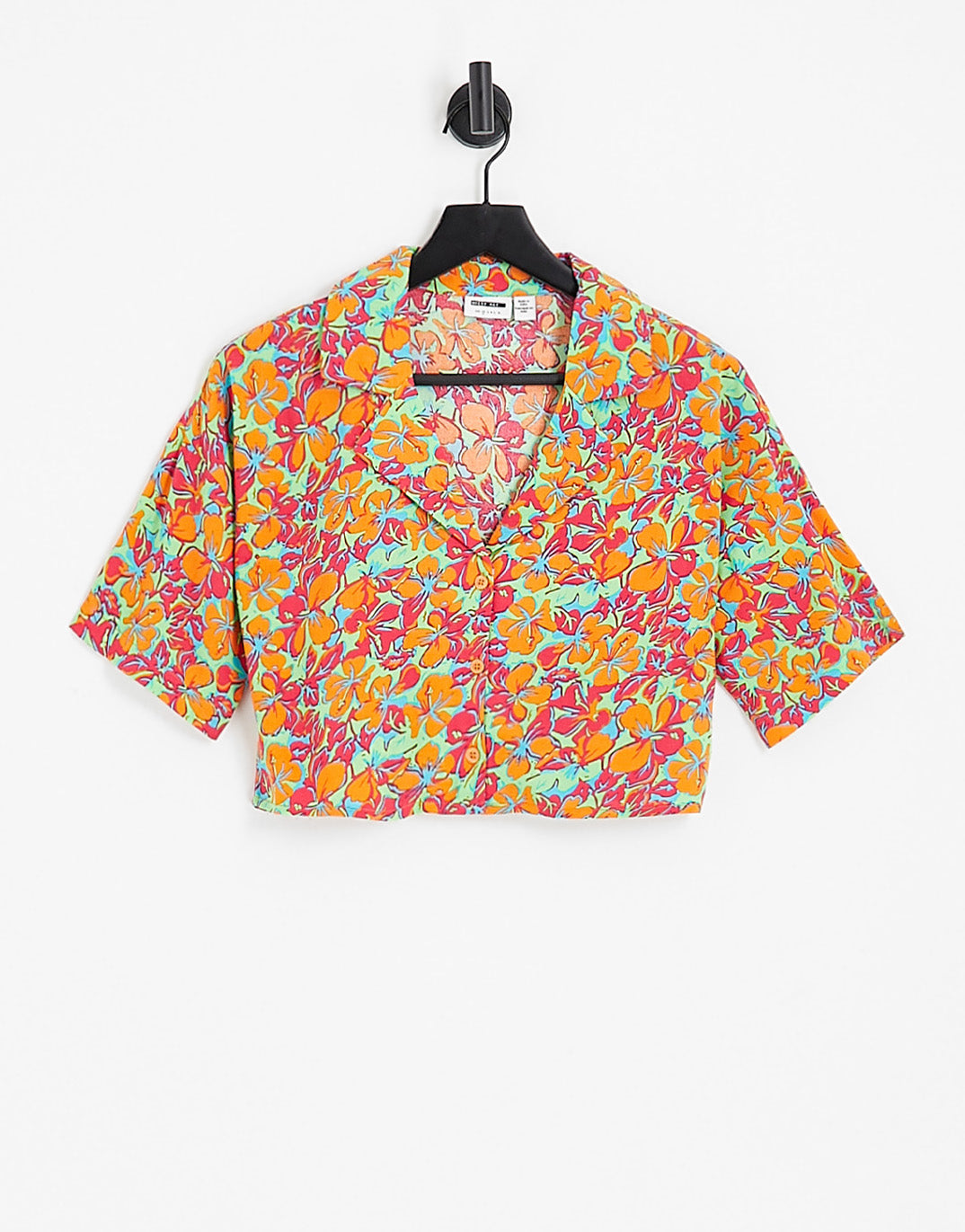 Noisy May cropped shirt co-ord in bright floral