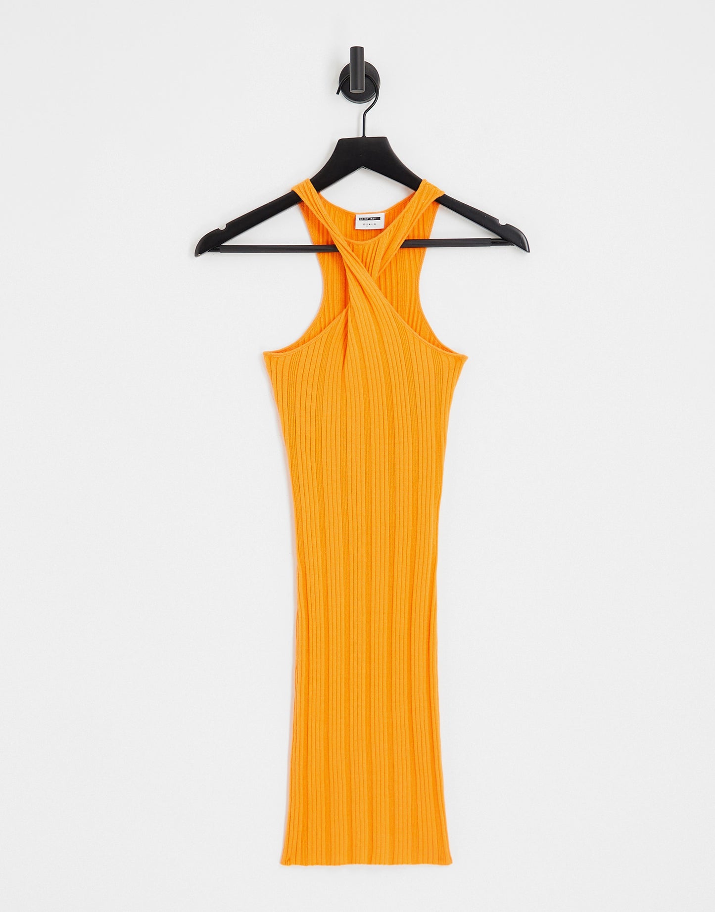 Noisy May twist front knitted racer neck mini dress in orange