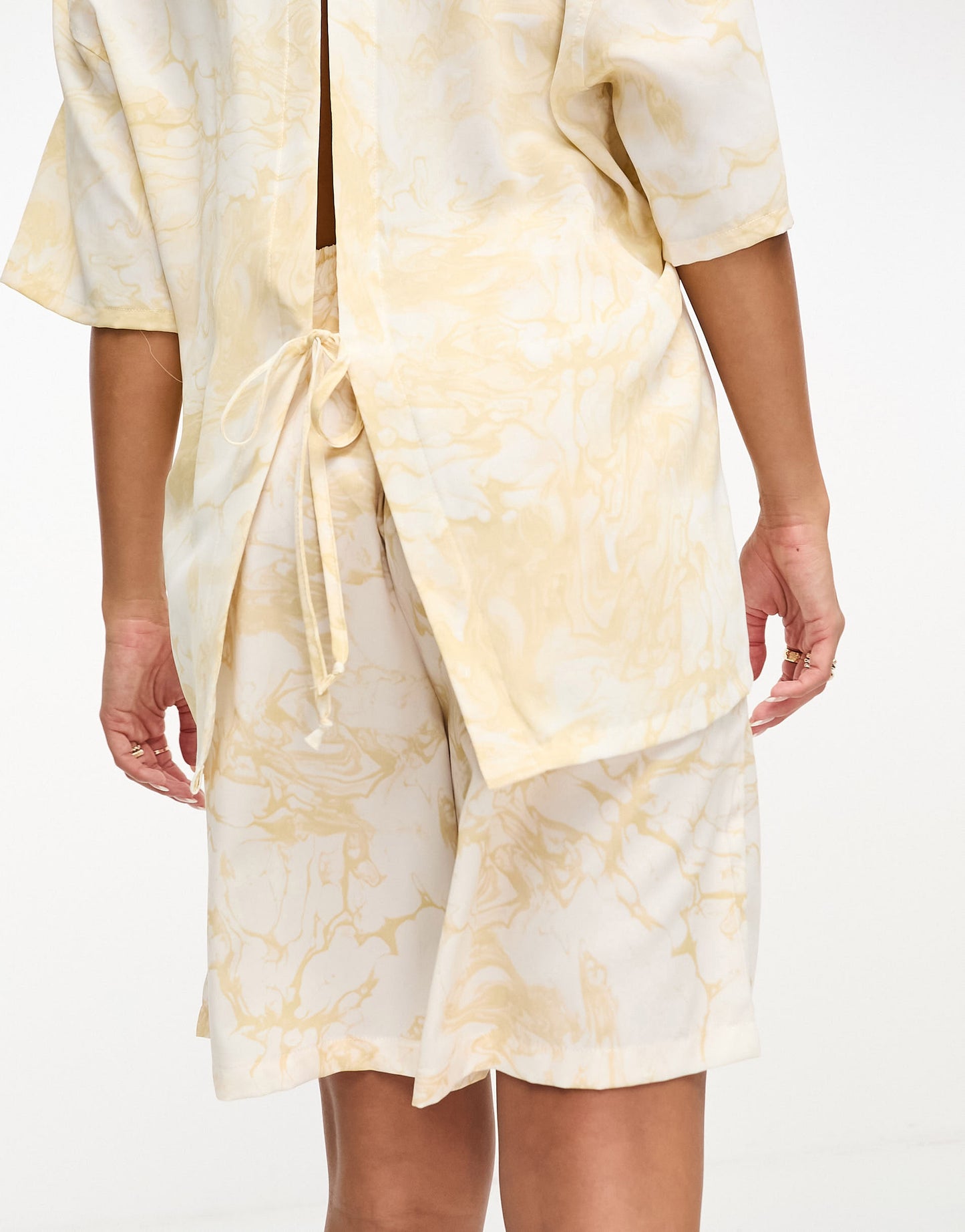 Sixth June co-ord marble printed shorts in yellow