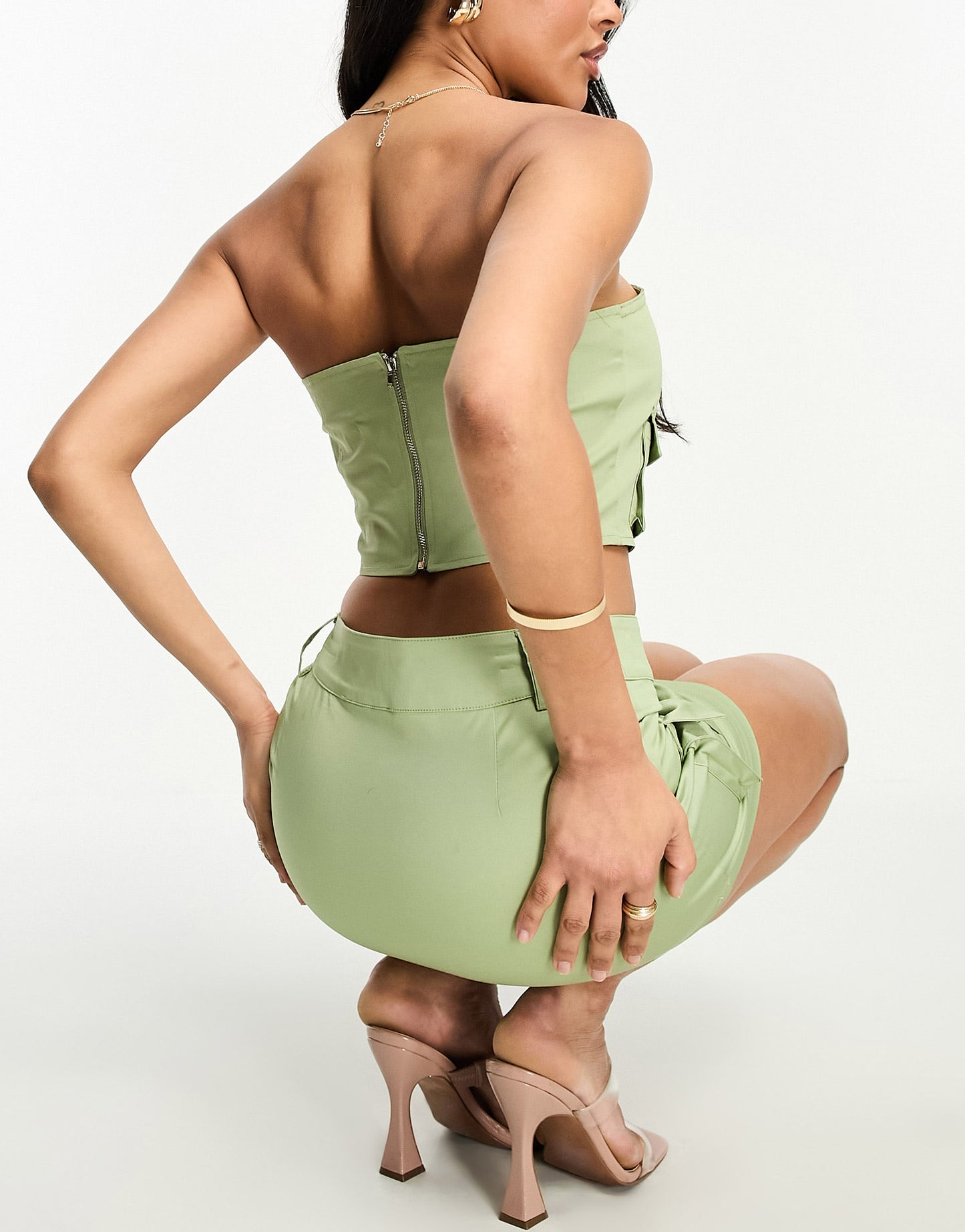 Sixth June cargo bandeau top in army green