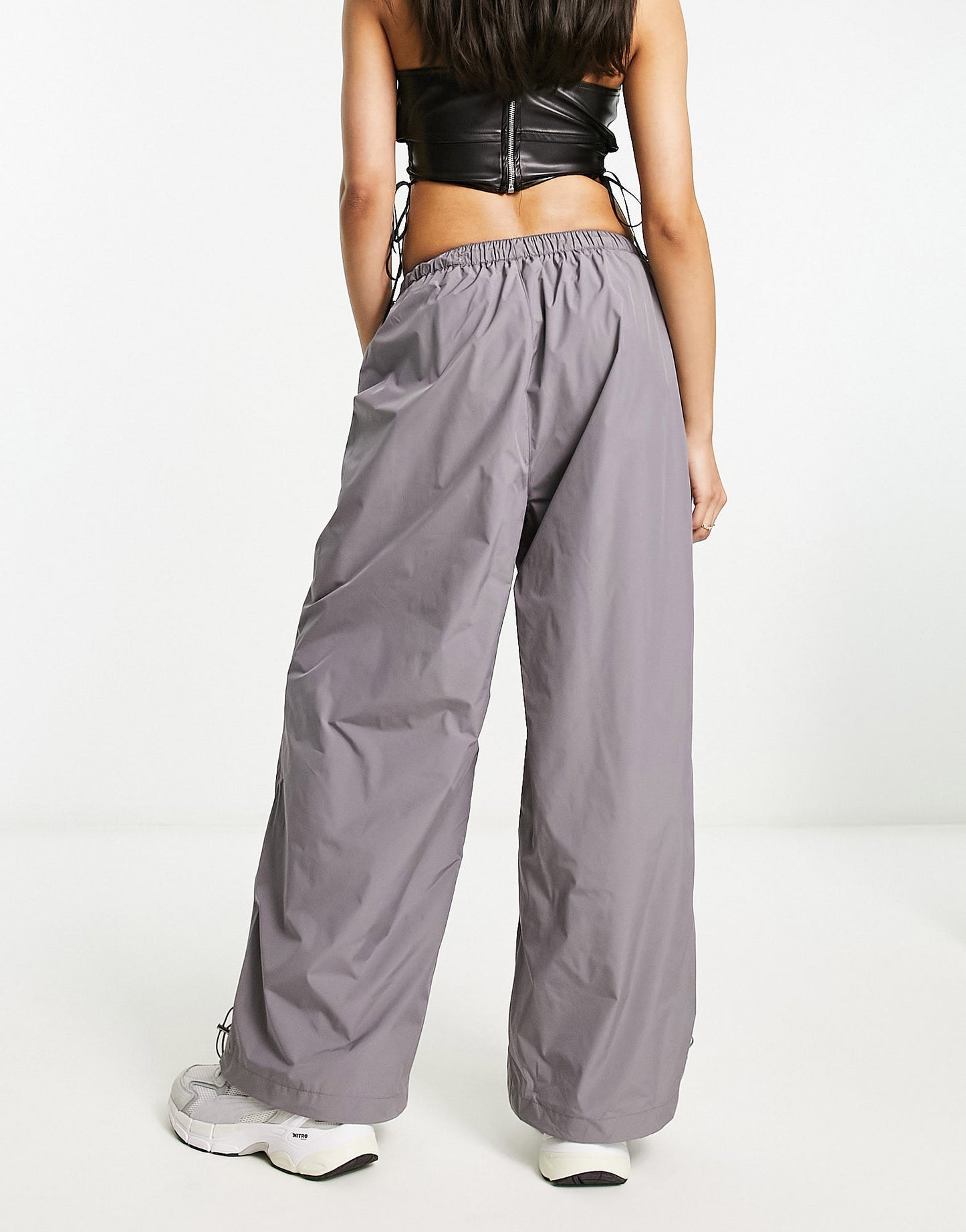 Sixth June ripstop parachute trousers with back pocket embroidery in grey