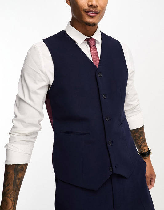 ASOS DESIGN slim suit waistcoat in navy