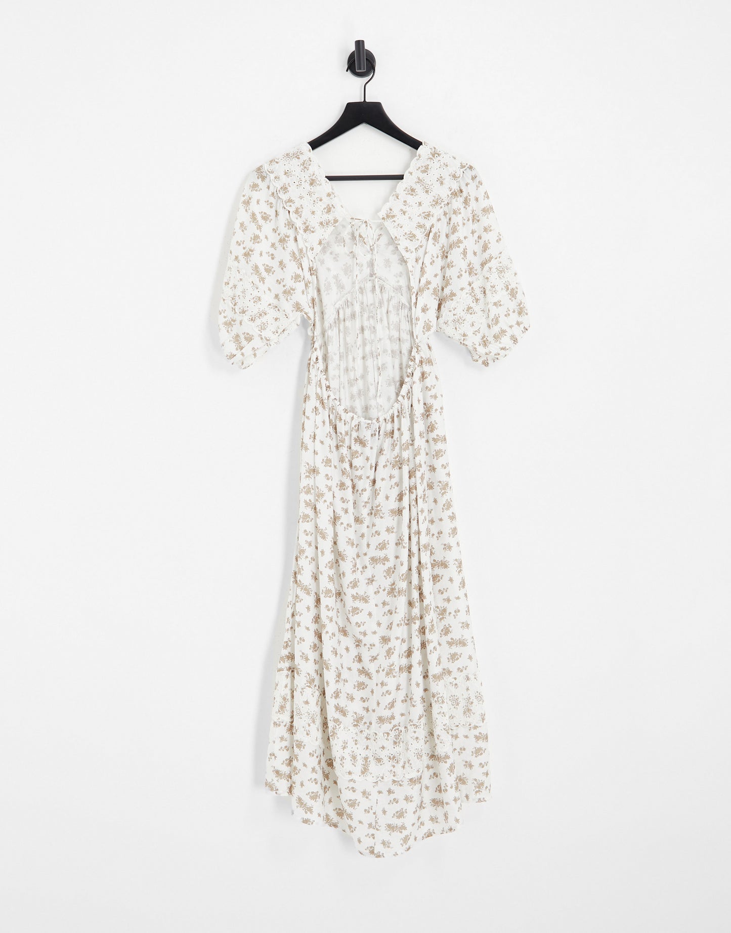 Vero Moda floral midi dress with open back detail in cream