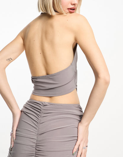 COLLUSION ruched vest co-ord in grey