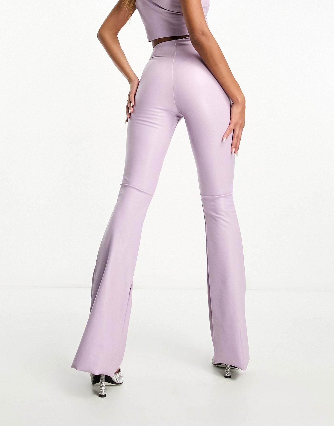 Commando co-ord faux leather flared leggings in lilac