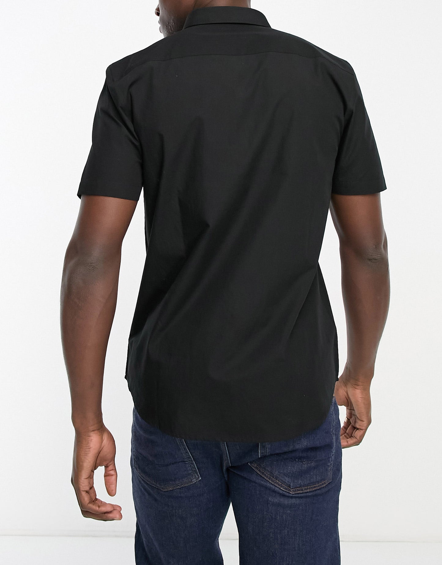 New Look short sleeve poplin shirt in black