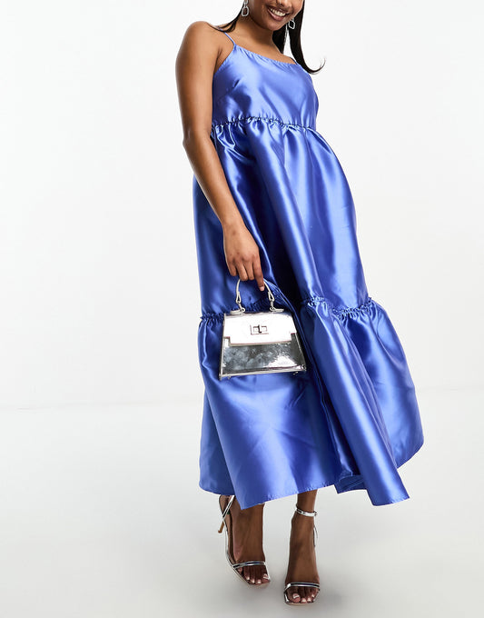 Y.A.S Petite structured prom midi dress in blue