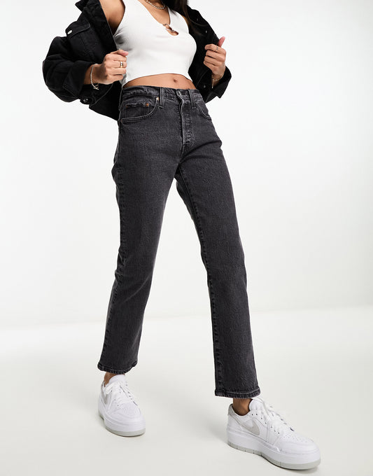 Levi's 501 straight fit crop jeans in washed black