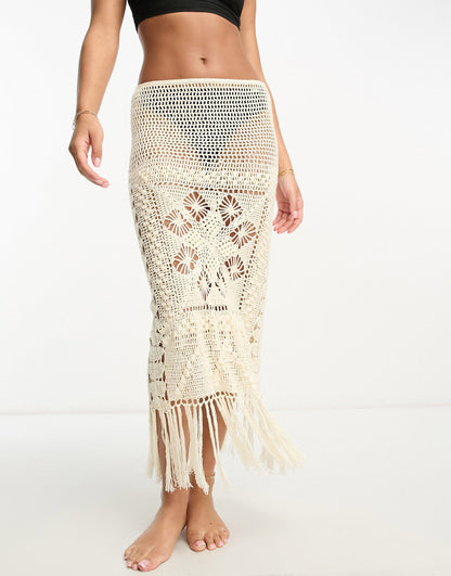 Flook premium annabelle maxi beach skirt in ivory