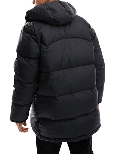 Levi's Down Laurel mid puffer jacket in black with hood