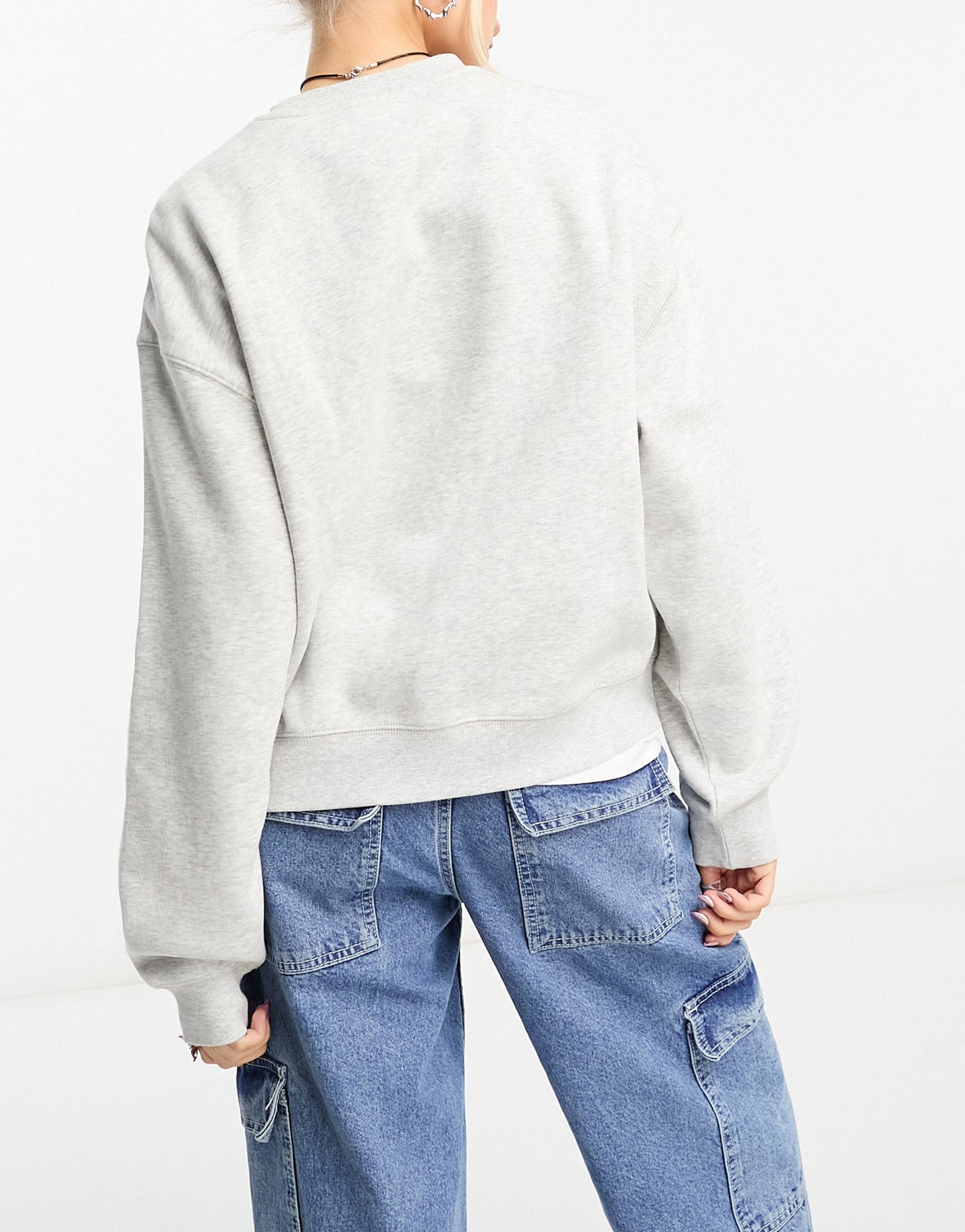 Weekday Essence sweatshirt with embroidery in grey melange