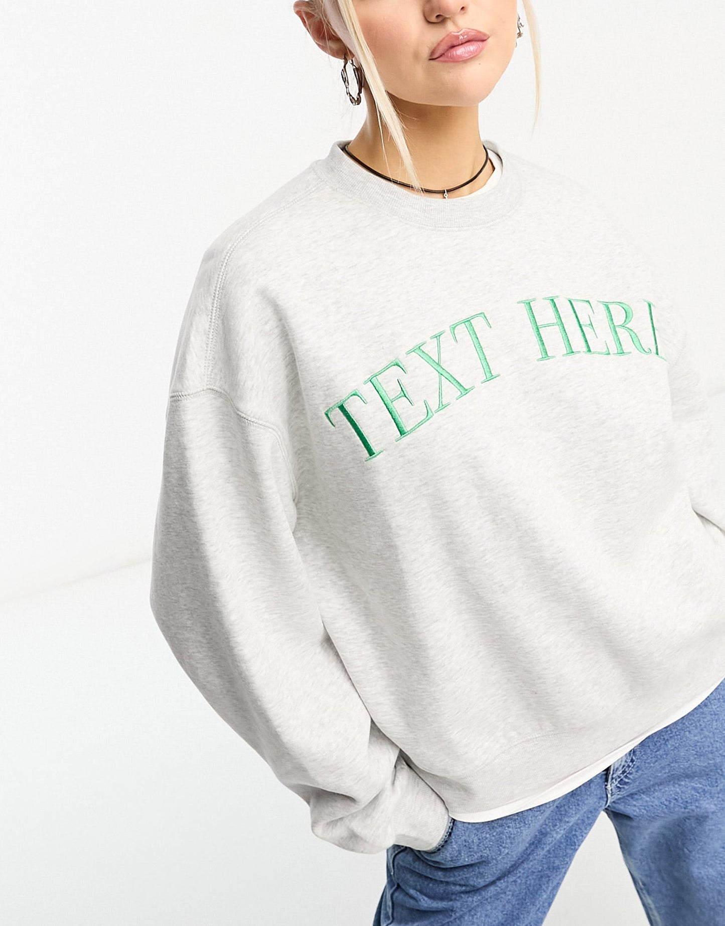 Weekday Essence sweatshirt with embroidery in grey melange