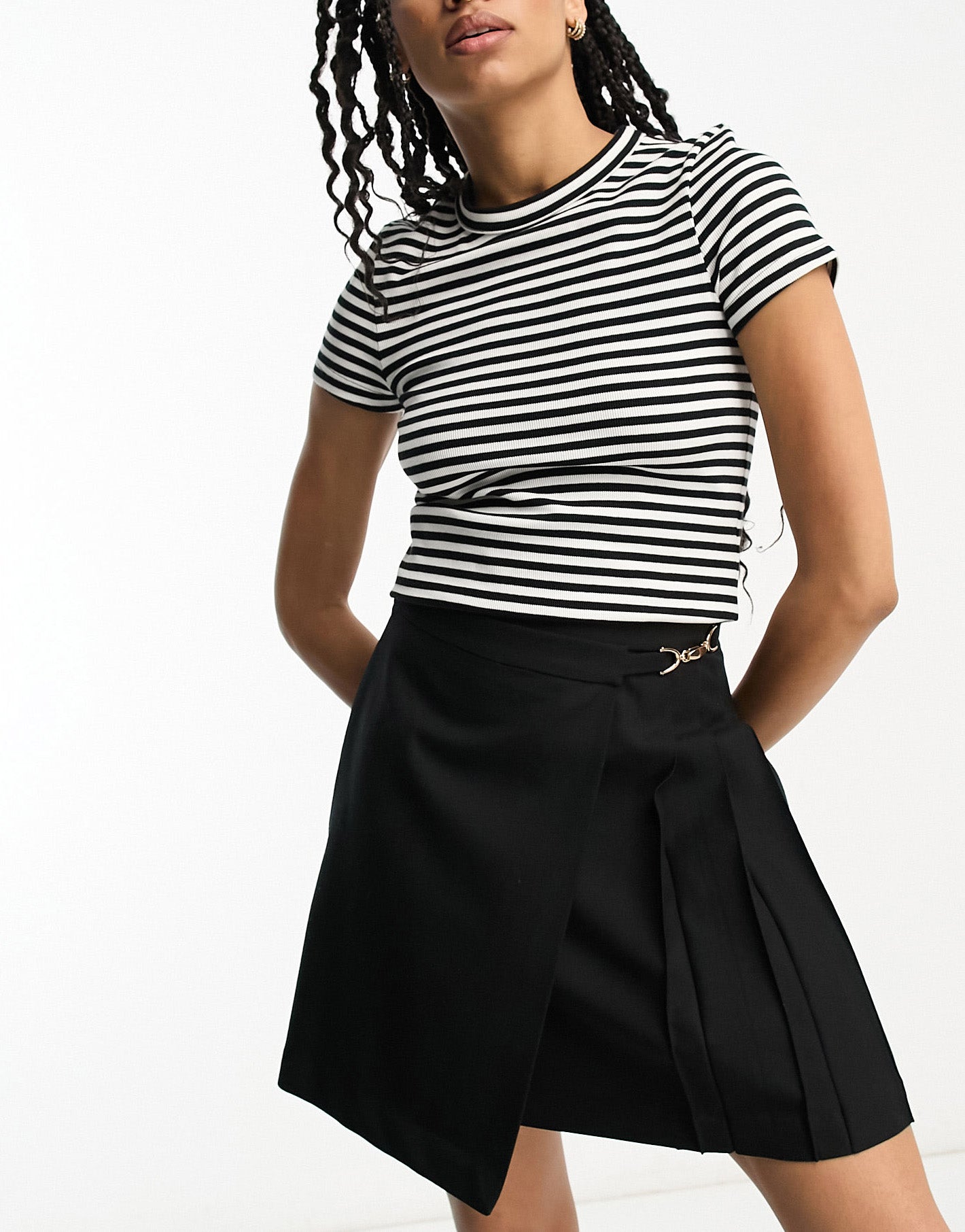 & Other Stories shrunken t-shirt in black and white stripe