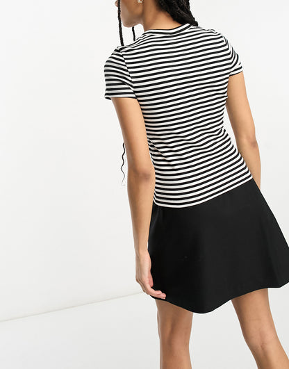 & Other Stories shrunken t-shirt in black and white stripe