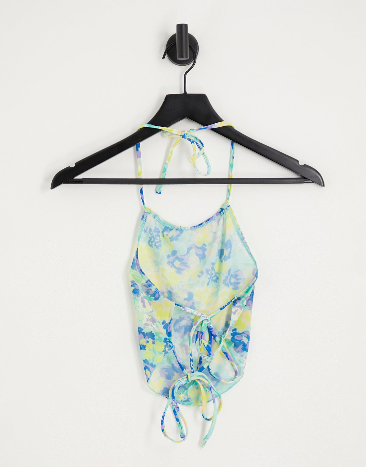 Only mesh tie back scarf beach top in yellow floral