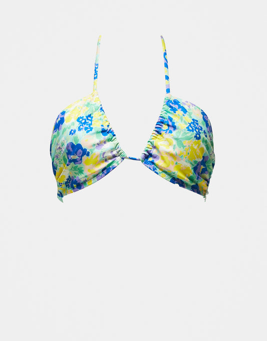 ONLY halter neck bikini top in yellow floral