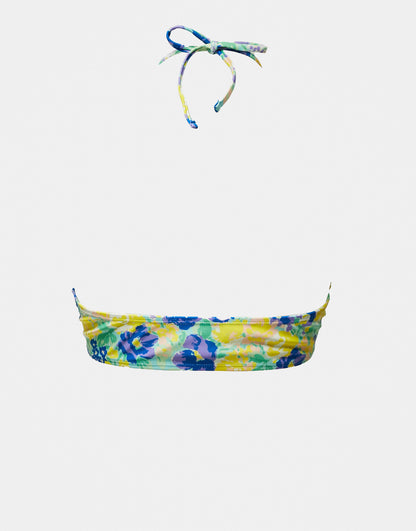 ONLY halter neck bikini top in yellow floral