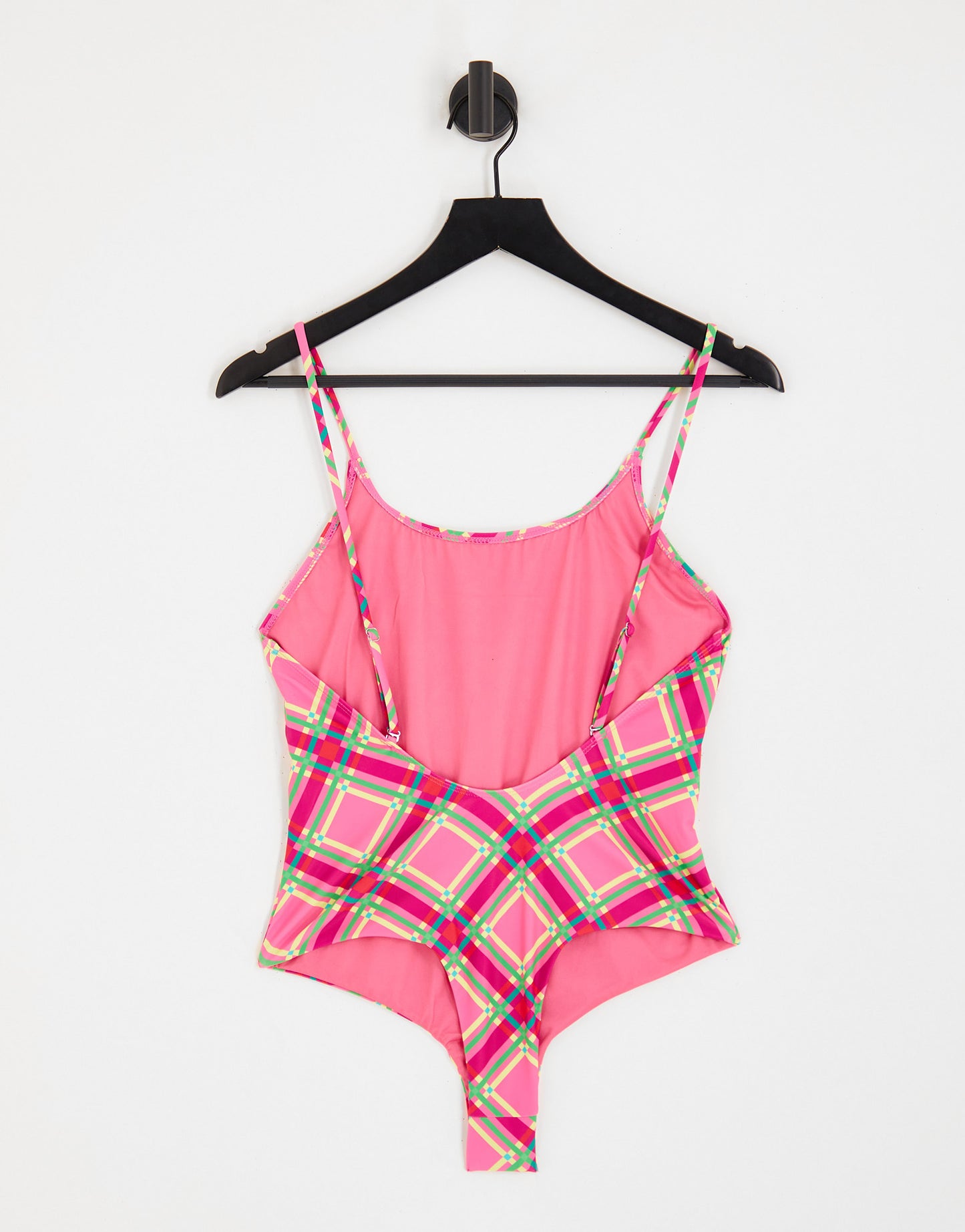 Only open back swimsuit in pink check