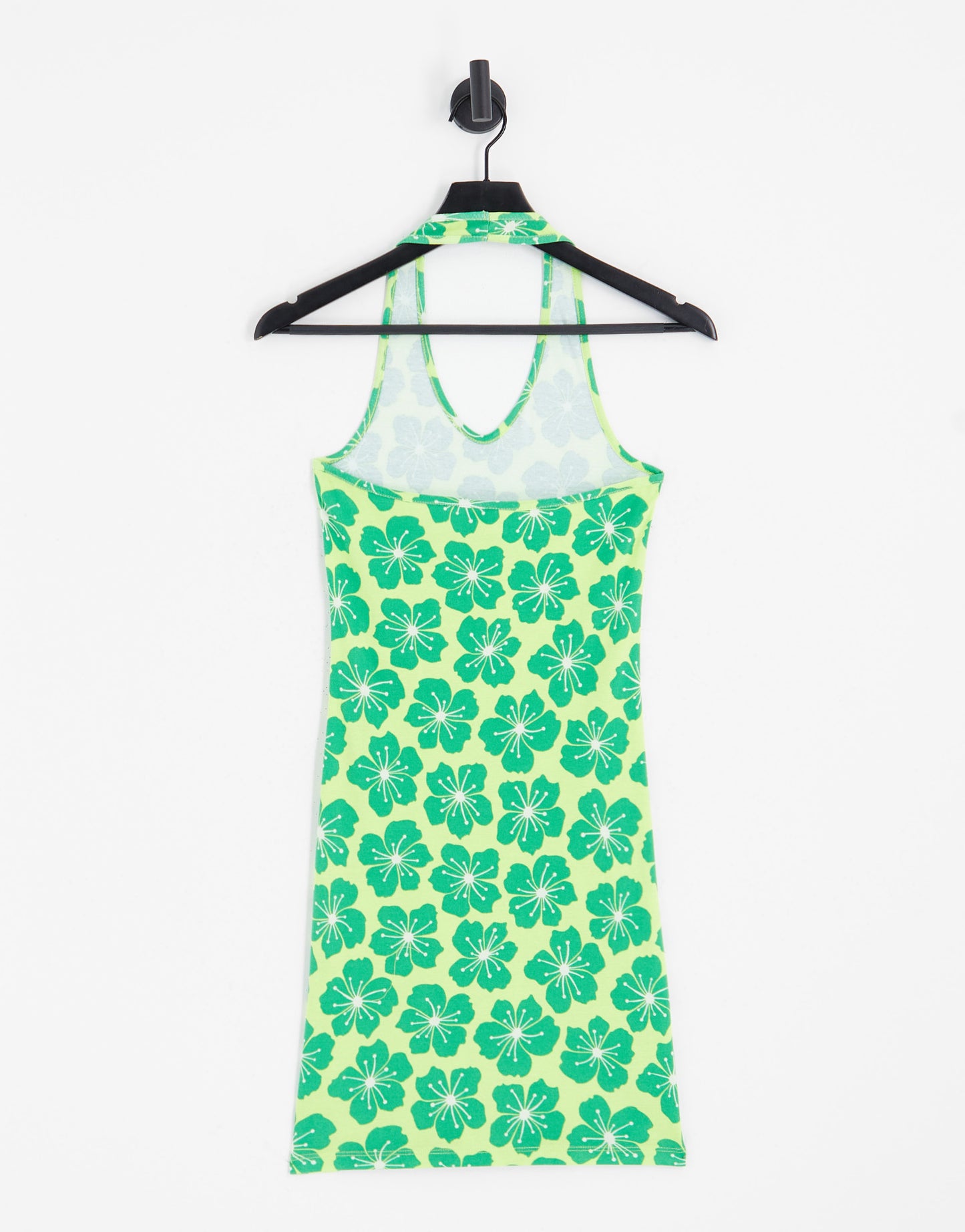 Only exclusive halterneck mini dress in pale green floral