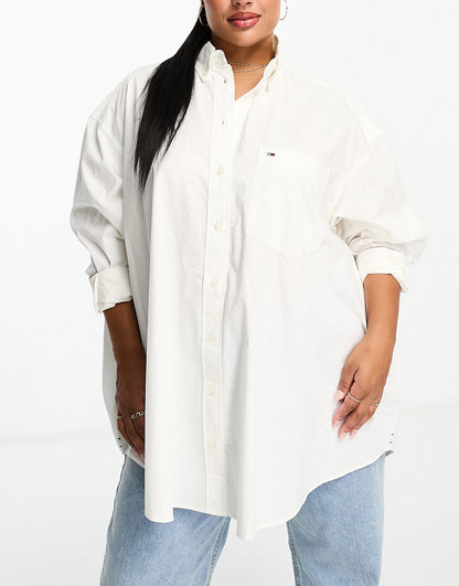 Tommy Jeans Plus super oversized poplin shirt in white