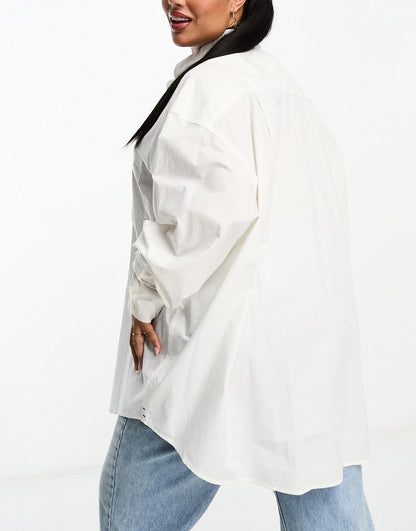 Tommy Jeans Plus super oversized poplin shirt in white