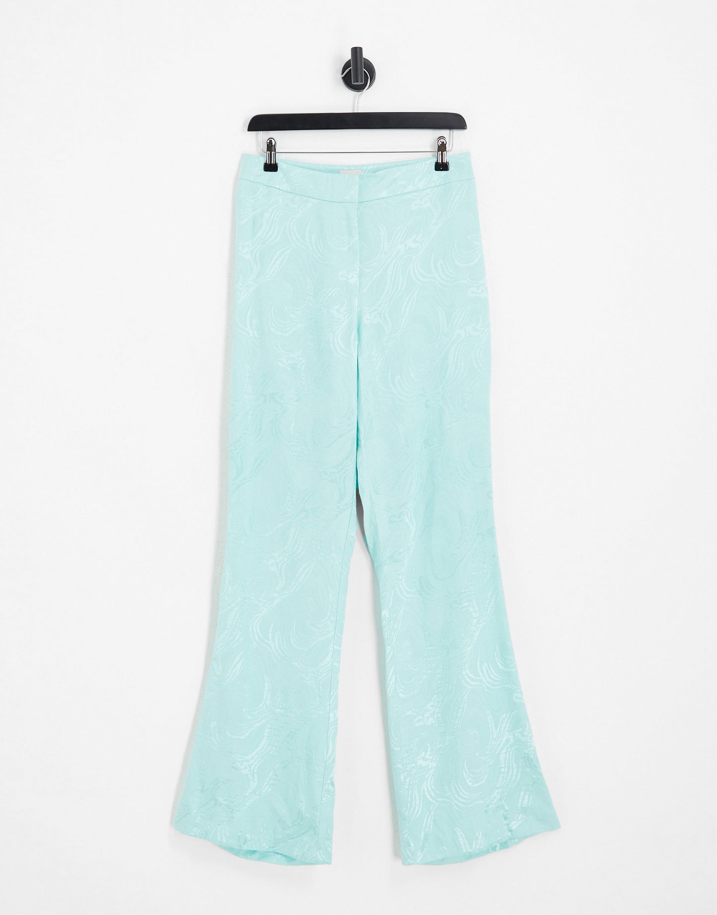 River Island co-ord soft jacquard flare trouser in turquoise