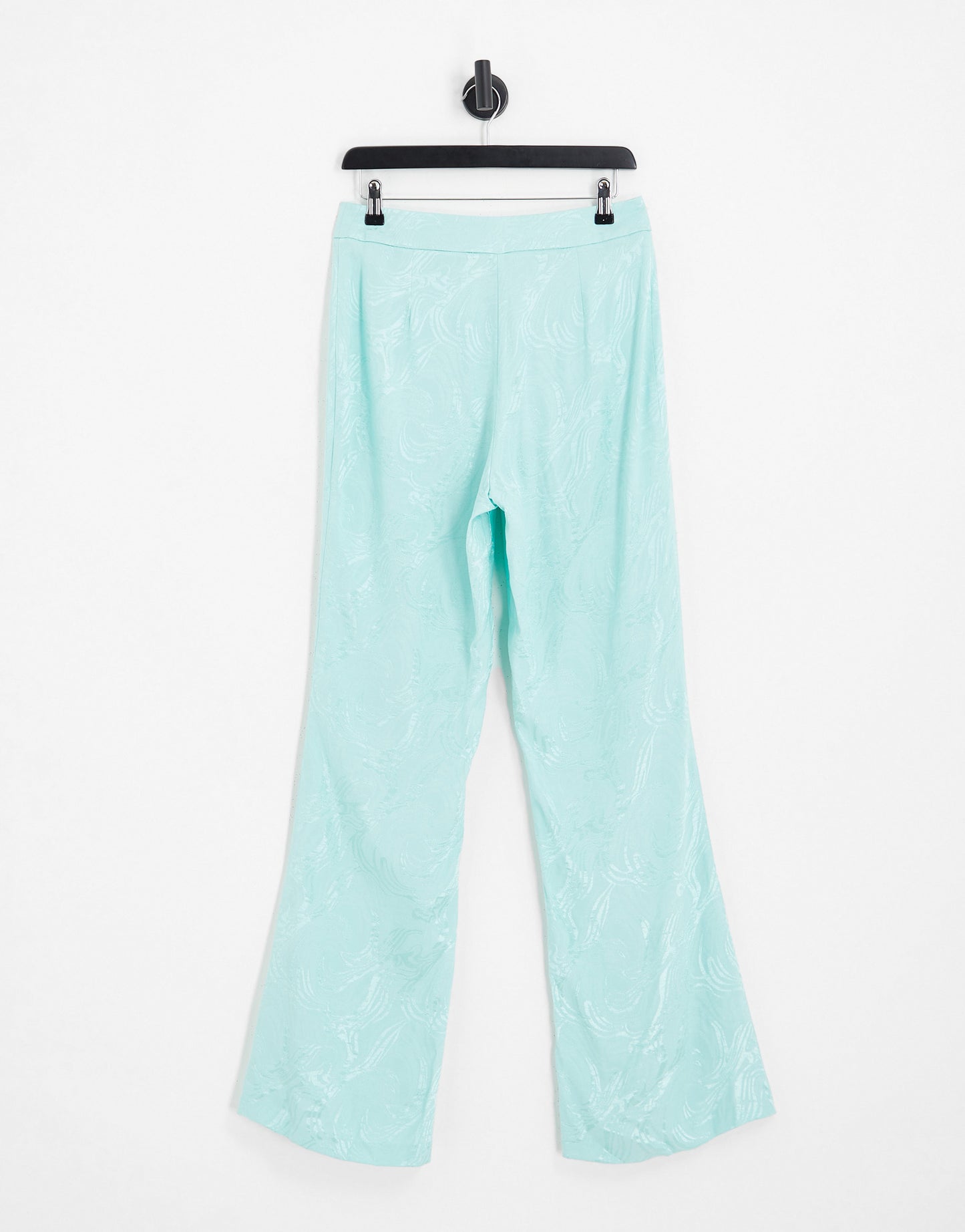 River Island co-ord soft jacquard flare trouser in turquoise