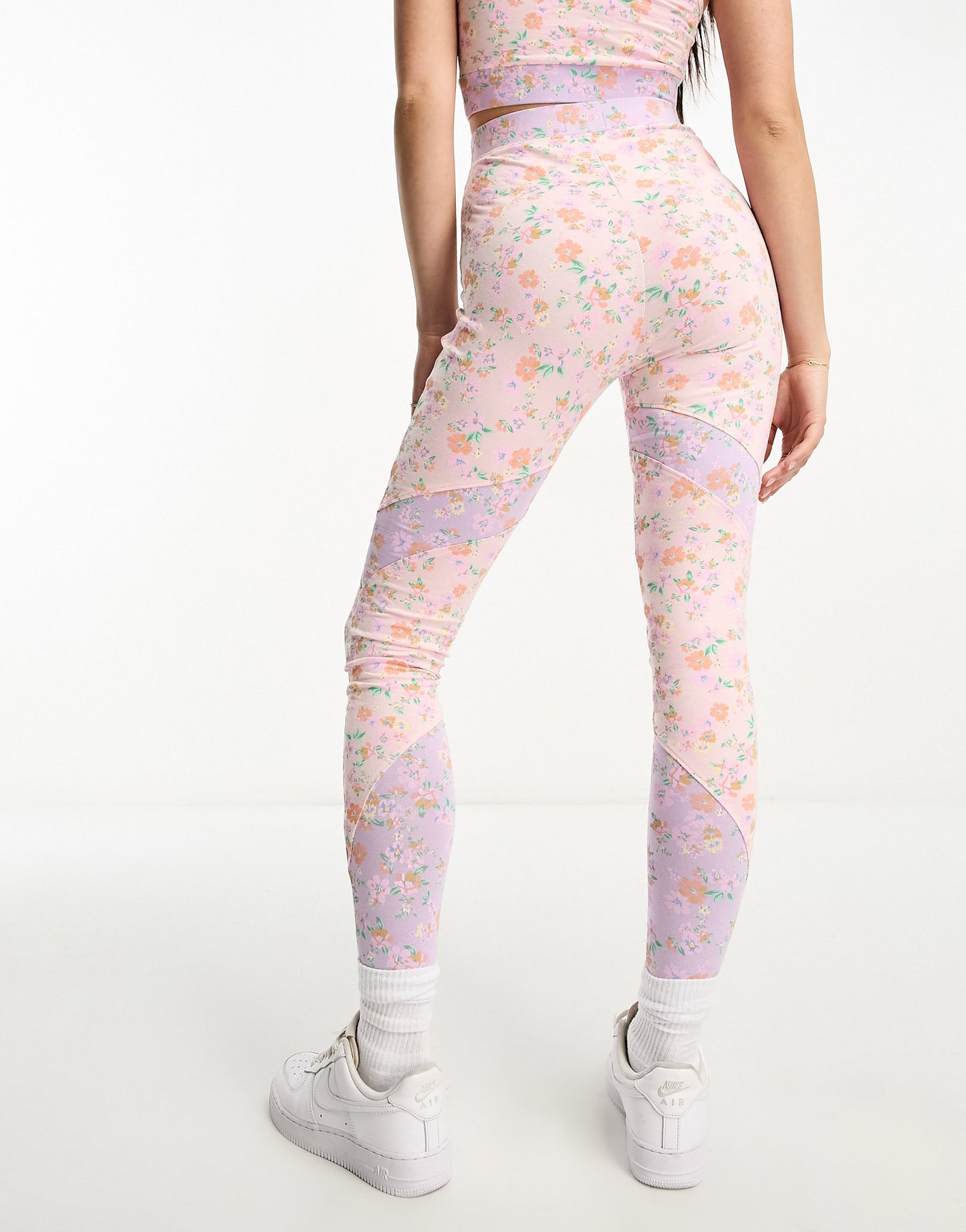 Miss Selfridge mixed panel legging co-ord in ditsy floral print