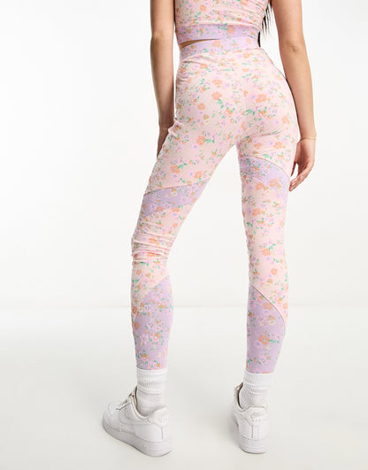 Miss Selfridge mixed panel legging co-ord in ditsy floral print