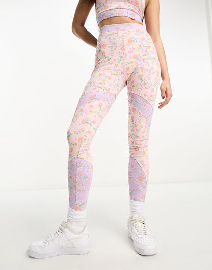 Miss Selfridge mixed panel legging co-ord in ditsy floral print