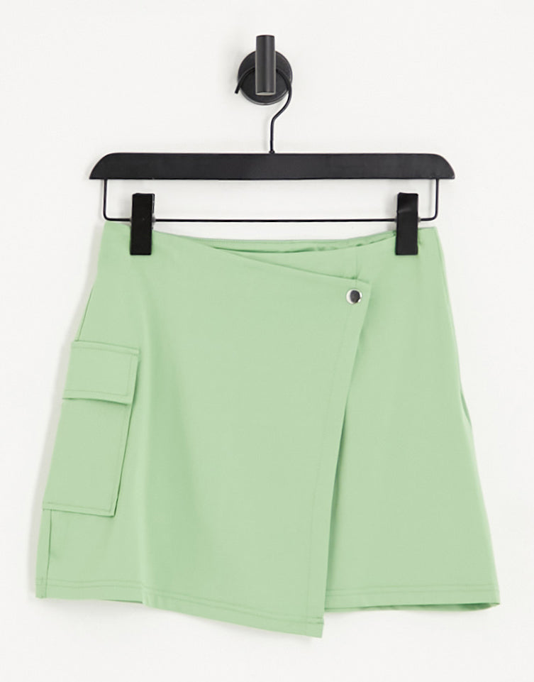 Only wrap mini cargo skirt co-ord in green