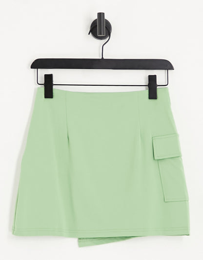 Only wrap mini cargo skirt co-ord in green