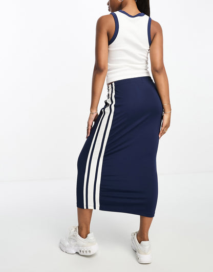 ASOS DESIGN low rise midi skirt co-ord with white stripe in navy