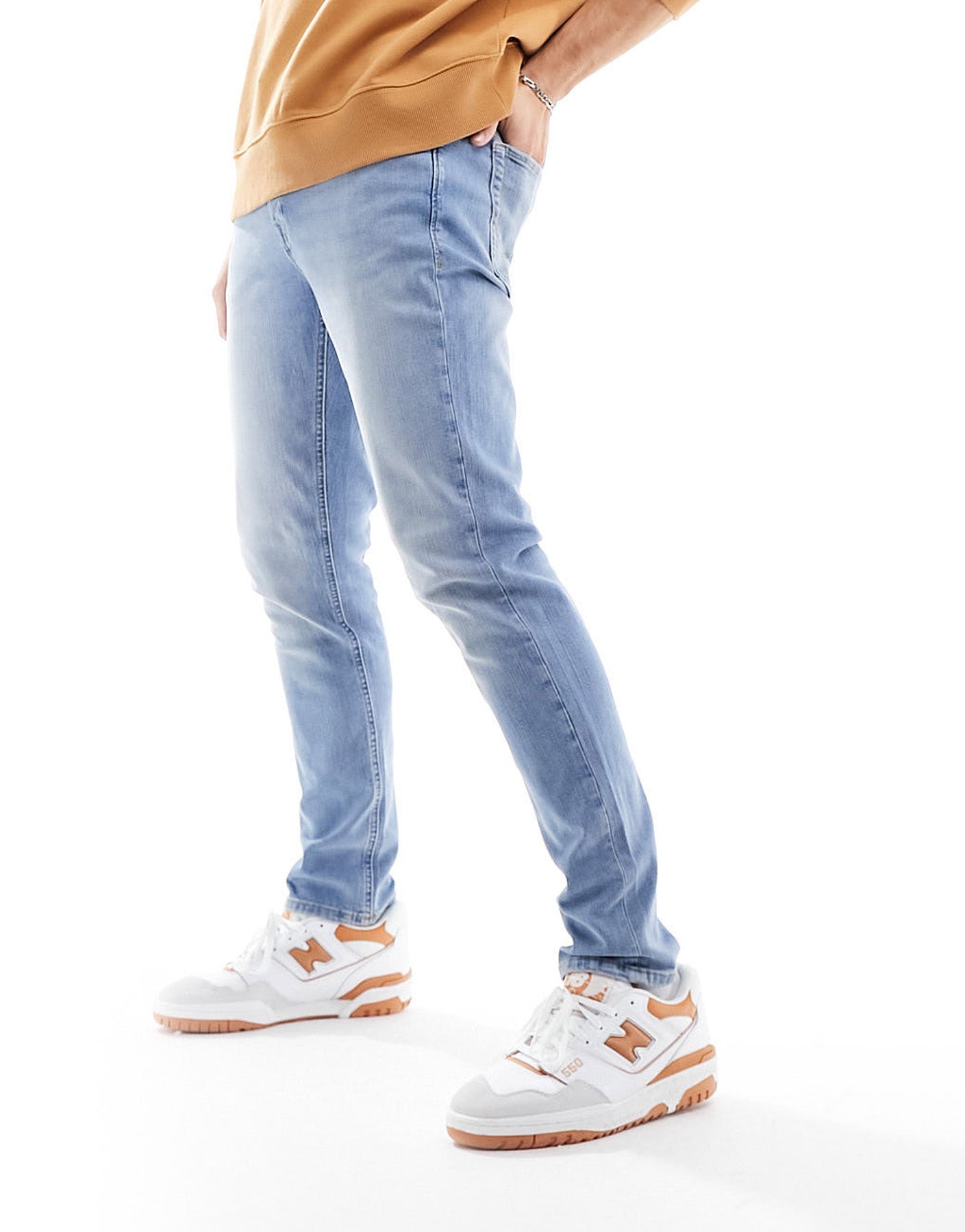 Jack & Jones Essentials Glen slim fit jean in light wash blue