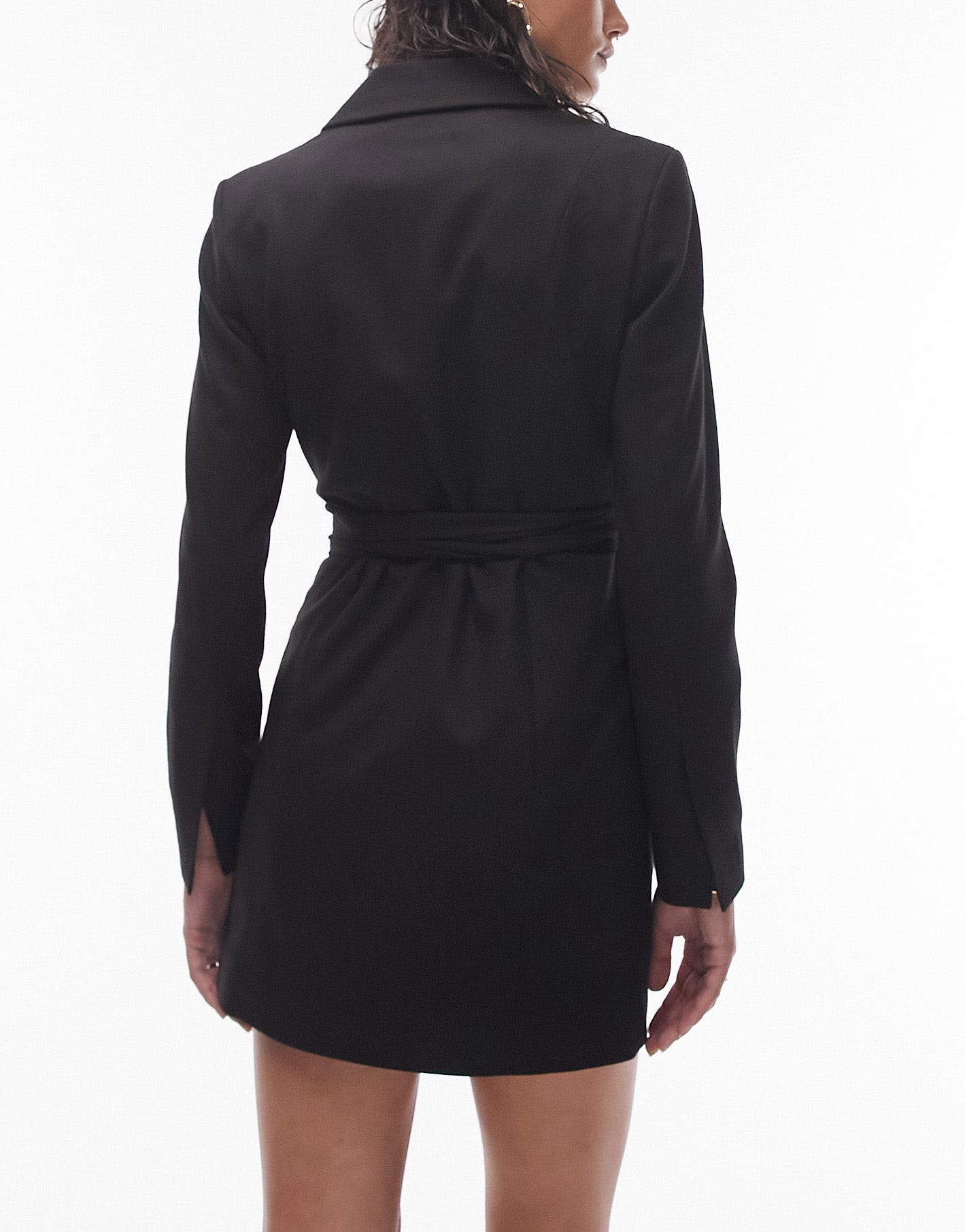 Topshop Tailored belted blazer dress in black