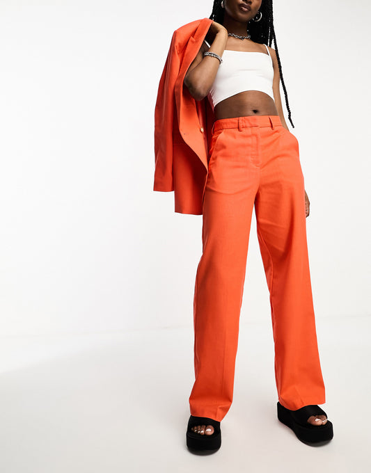 JJXX linen tailored trousers co-ord in orange