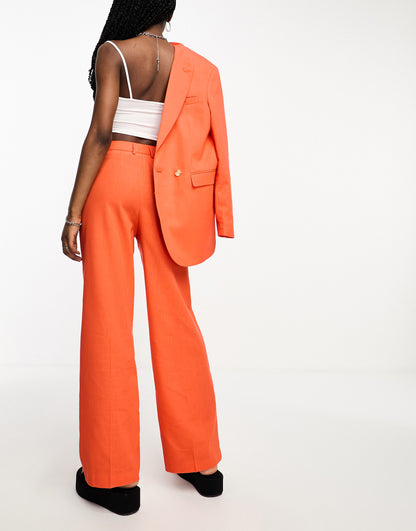 JJXX linen tailored trousers co-ord in orange