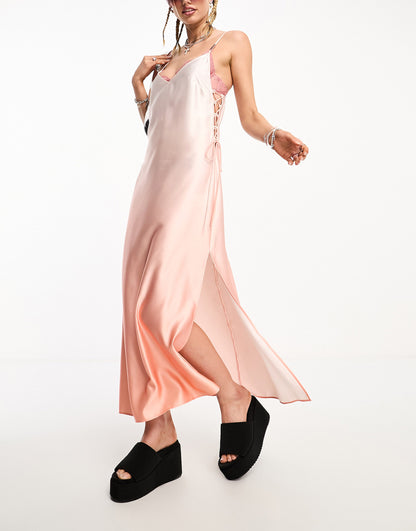 HUGO Kasaka ombre slip cami dress in pink