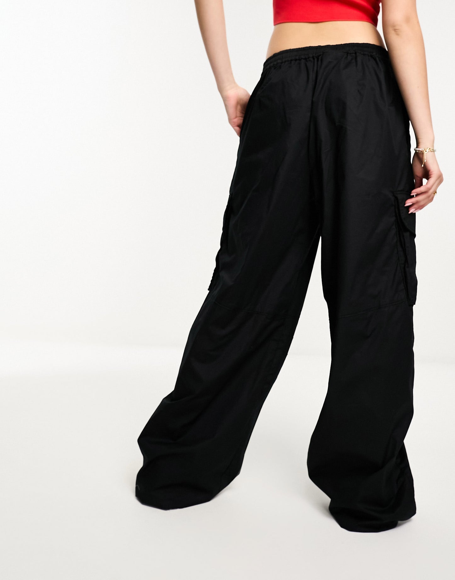 HUGO Hanefi relaxed fit cargo trousers in black